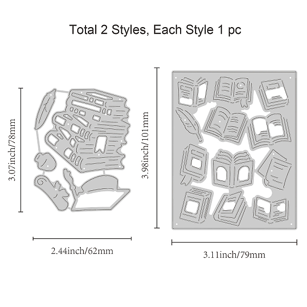 

PandaHall GLOBLELAND 2Pcs Book Background Metal Cutting Dies Bachelor Cap Pen Ink Die Cuts for DIY Scrapbooking Holiday Greeting Cards...