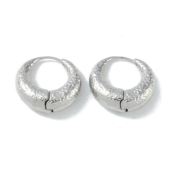 

PandaHall Texture Rings Brass Hoop Earrings for Women, Real Platinum Plated, 23x8mm Brass Ring