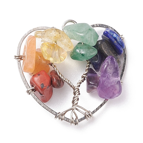 

PandaHall Chakra Natural Gemstone Chip Pendants, Natural Amethyst & Green Aventurine & Lapis Lazuli & Citrine & Red Aventurine & Red Jasper...