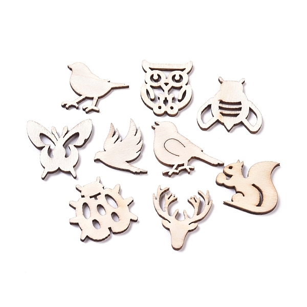 

PandaHall Laser Cut Wood Shapes, Unfinished Wooden Embellishments, Poplar Wood Cabochons, Animal, Blanched Almond, 27.5~29.5x23.5~35.5x2.5mm..., Orange