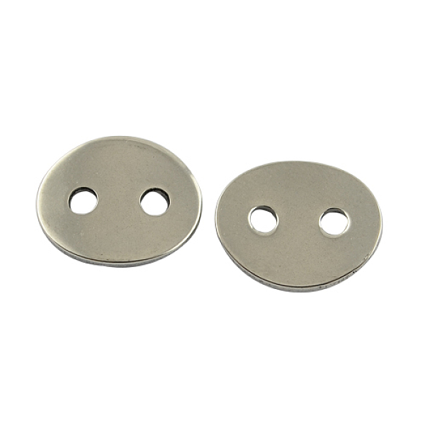 

PandaHall Stainless Steel Buttons, 2-Hole, Oval, Stainless Steel Color, 14x12x2mm, Hole: 2mm Stainless Steel Oval