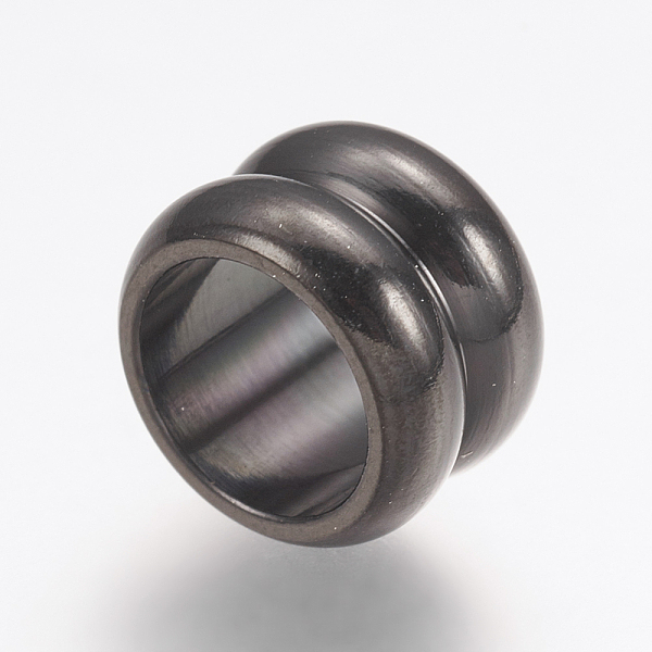 

PandaHall 304 Stainless Steel Beads, Large Hole Beads, Grooved, Column, Gunmetal, 10x6mm, Hole: 6~6.8mm 304 Stainless Steel Column