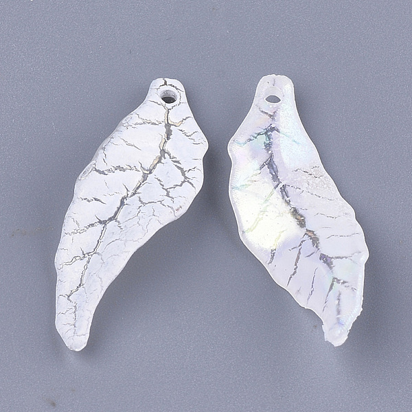 

PandaHall Acrylic Pendants, Crackle & AB Color, Leaf, Creamy White, 29~29.5x10x3mm, Hole: 1.5mm Acrylic Leaf