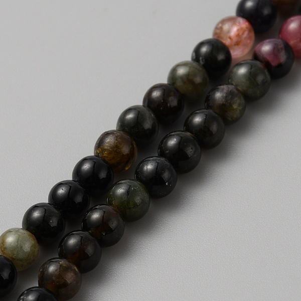 

PandaHall Natural Tourmaline Beads Strands, Round, 5mm, Hole: 0.6mm, about 84~86pcs/strand, 15.12~15.43 inch(38.4~39.2cm) Tourmaline Round