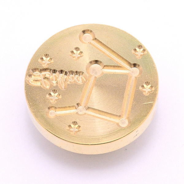 

PandaHall Brass Wax Sealing Stamp Head, for Post Decoration DIY Card Making, Constellation, Light Gold, Libra, 25.5x14.5mm, Hole: 7mm Brass...