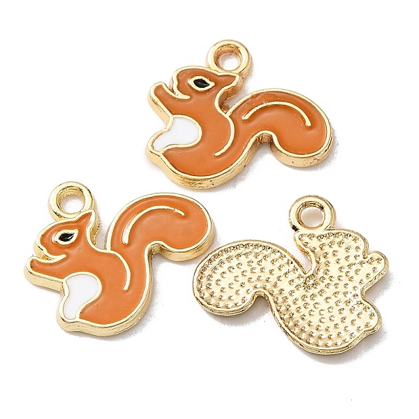 

PandaHall Alloy Enamel Pendants, Squirrel, Light Gold, Chocolate, 15x17x1.2mm, Hole: 2mm Alloy+Enamel Other Animal Brown