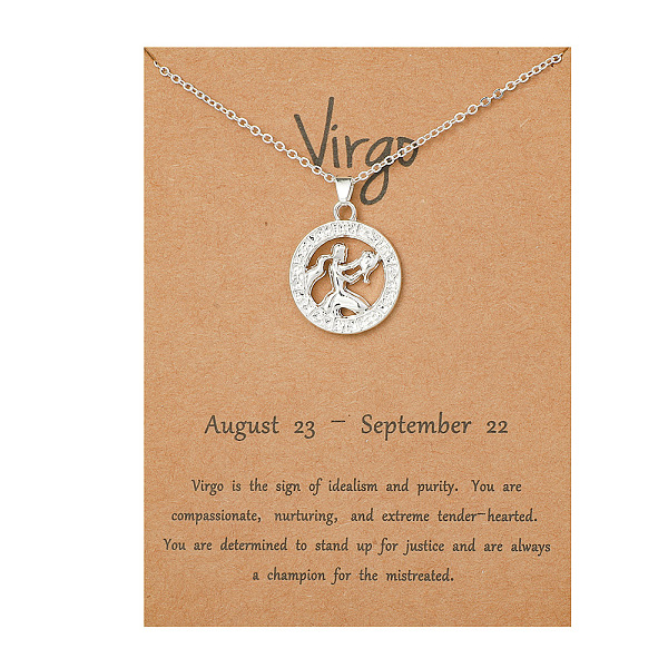 

PandaHall Alloy Constellation Pendant Necklaces, Platinum, Virgo, 17.13 inch(43.5cm) Alloy Virgo