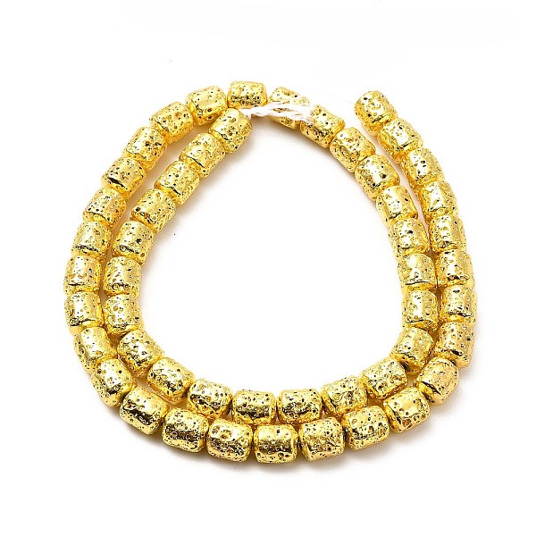 

PandaHall Electroplated Natural Lava Rock Beads Strands, Column, Golden Plated, 8x6.5mm, Hole: 1mm, about 50~51pcs/strand, 15.35~15.59 inch...