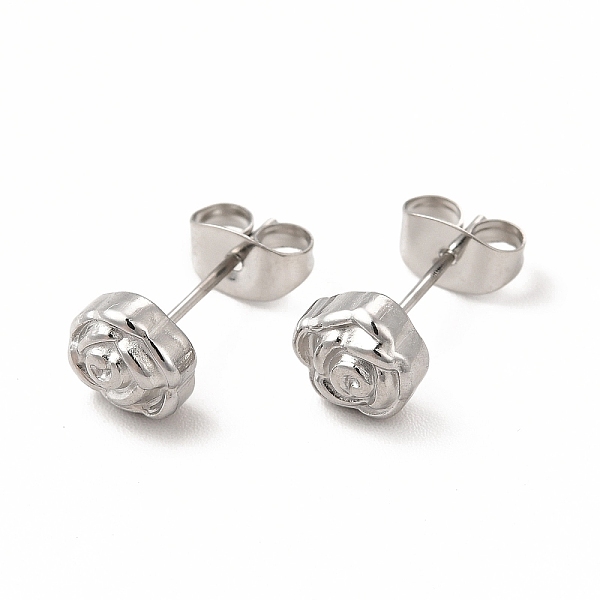 

PandaHall 304 Stainless Steel Flower Stud Earrings for Women, Stainless Steel Color, 6.5x7mm, Pin: 0.7mm 304 Stainless Steel Flower