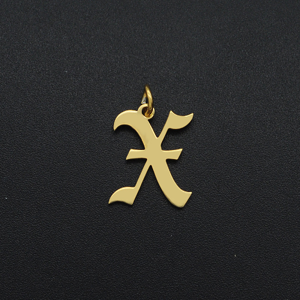 

PandaHall 201 Stainless Steel Pendants, with Jump Ring, Old English, Letter, Laser Cut, Golden, Letter.X, 16x12.5x1mm, Hole: 3mm 201...