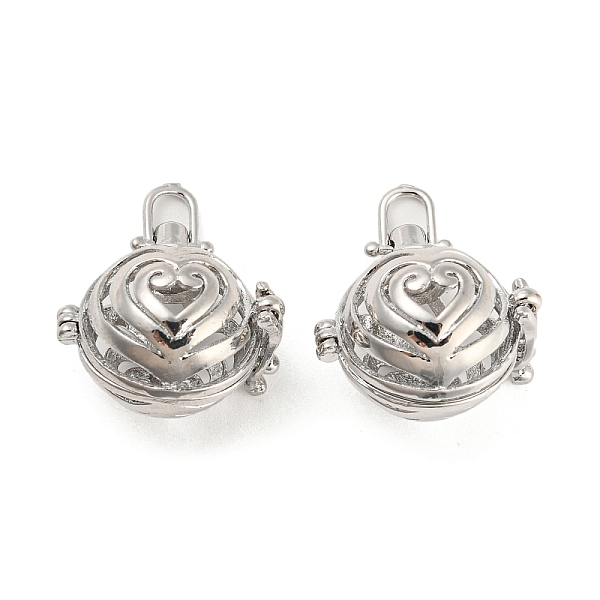 

PandaHall Rack Plating Brass Cage Pendants, Long-Lasting Plated, Cadmium Free & Lead Free, Round, Platinum, 26x21x1.6mm, Hole: 3.8x3.5mm...