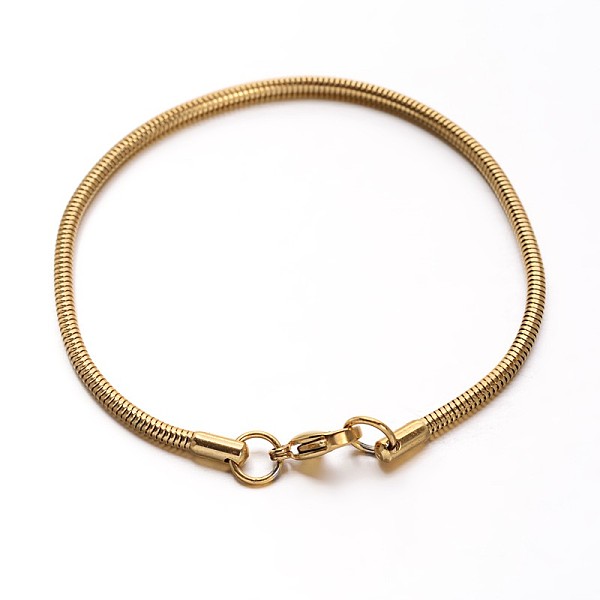 

PandaHall 304 Stainless Steel Snake Chains Bracelets, with Lobster Claw Clasps, Golden, 7-1/2 inch~7-5/8 inch(190~195mm), 2.5mm 304...