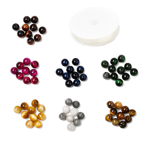 

PandaHall DIY Stretch Bracelet Making Kits, 60Pcs 6 Colors Natural Tiger Eye Beads, 10Pcs Hawk's Eye Beads and Elastic Crystal Thread, 8mm...