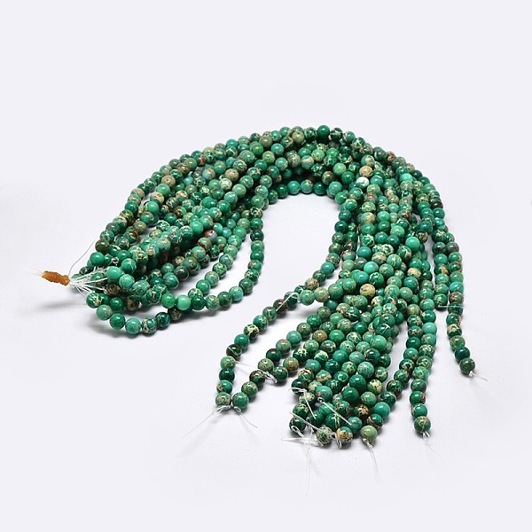 

PandaHall Natural Imperial Jasper Beads Strands, Round, Dyed, Dark Cyan, 10mm, Hole: 1mm, about 38pcs/strand, 15 inch Imperial Jasper Round...