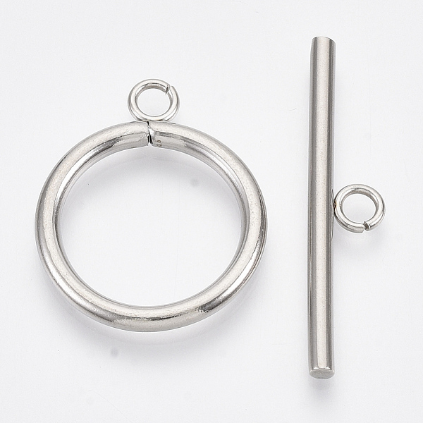 

PandaHall 304 Stainless Steel Toggle Clasps, Ring, Stainless Steel Color, Ring: 27x22x2.5mm, Hole: 3mm, Bar: 35x7.5x2.5mm, Hole: 3mm 304...