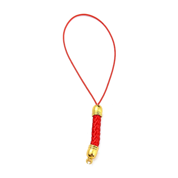 

PandaHall Korean Polyester Thread Pendants Decorations, with Golden Tone Brass Findings, Red, 73mm, Hole: 1.6mm Polyester Red