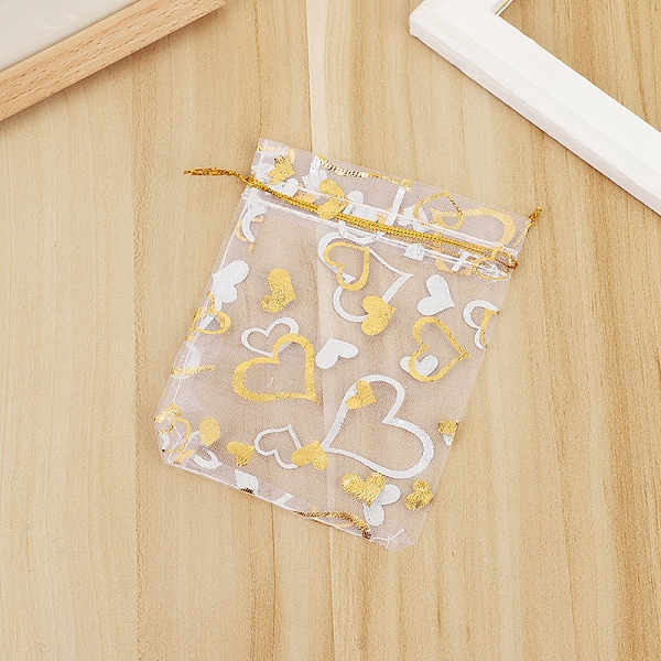 

PandaHall Rectangle Organza Drawstring Gift Bags, Gold Stamping Heart Pouches for Wedding Party Gift Storage, Clear, 9x7cm Organza Rectangle...