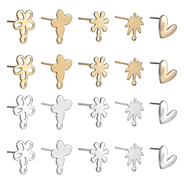 

PandaHall 40Pcs 10 Style 201 Stainless Steel & Iron Stud Earrings Findings, with Horizontal Loops & 304 Stainless Steel Pins & 50Pcs Plastic...