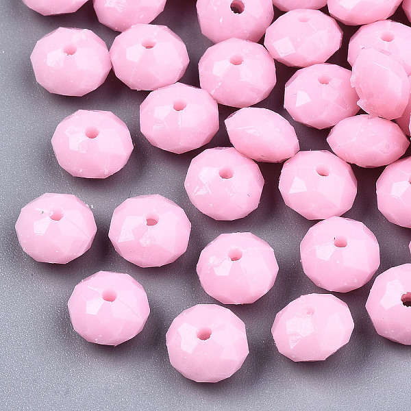 

PandaHall Opaque Acrylic Beads, Faceted, Rondelle, Pink, 8x5mm, Hole: 1.2mm, about 2900pcs/500g Acrylic Rondelle Pink