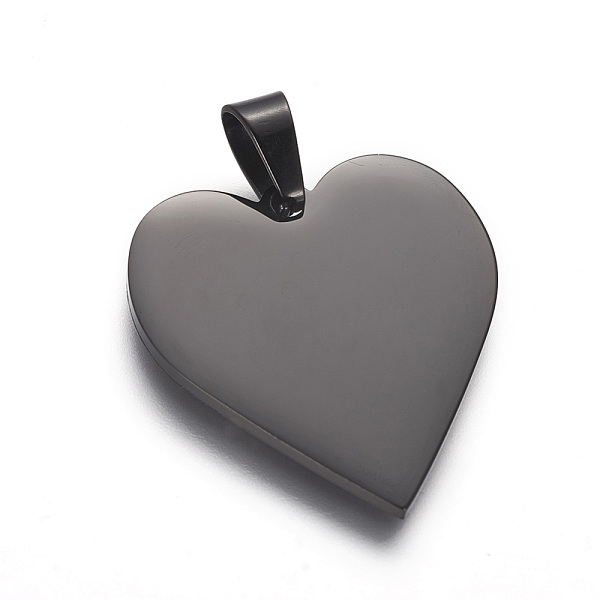 PandaHall 304 Stainless Steel Stamping Blank Tag Pendants, Heart, Electrophoresis Black, 25x23.5x1.4mm, Hole: 4x7mm 304 Stainless Steel...