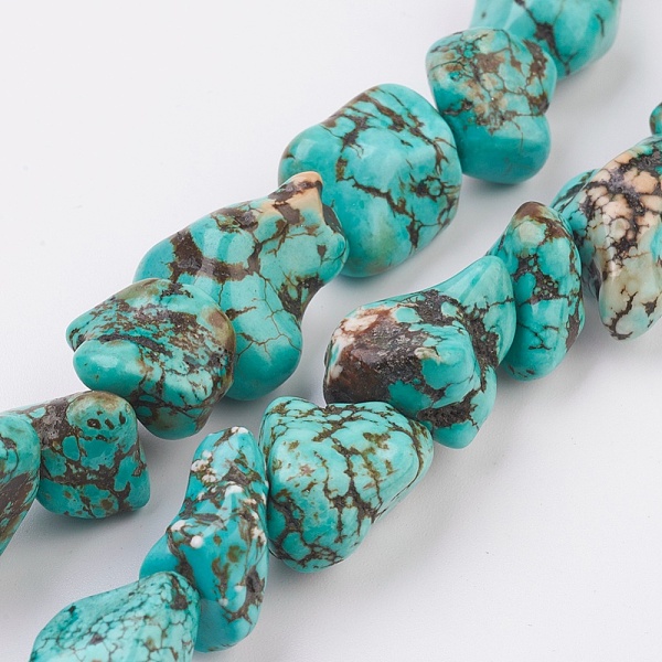 

PandaHall Natural Howlite Beads Strands, Dyed & Heated, Nuggets, 10~22x10~15x5~10mm, Hole: 1mm, about 18pcs/strand, 10.4 inch Howlite..., Green
