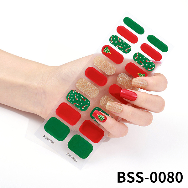 PandaHall Nail Art Full Cover Nail Stickers, Glitter Powder Stickers, Self-Adhesive, for Nail Tips Decorations, Red, 17.5x7.3x0.9cm...