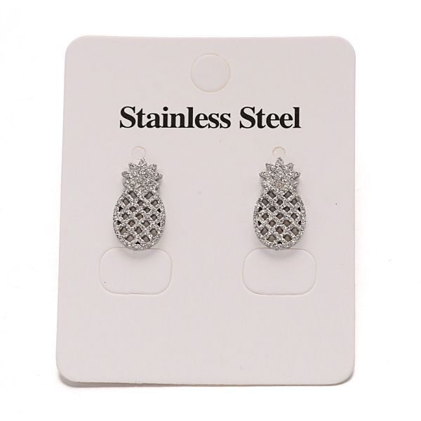 

PandaHall 304 Stainless Steel Textured Ear Studs, Hypoallergenic Earrings, Pineapple, Stainless Steel Color, 14.5x8mm, Pin: 0.8mm 304...