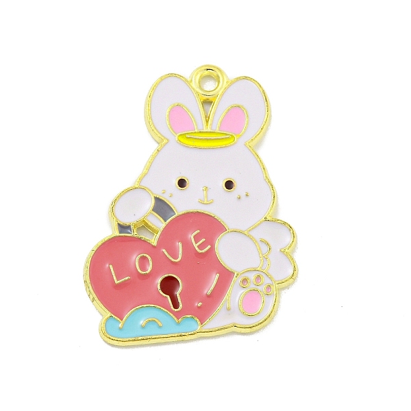 

PandaHall Valentine's Day Alloy Enamel Pendants, Golden, Rabbit Charm, Lock, 28x21x1mm, Hole: 1.6mm Alloy+Enamel Lock