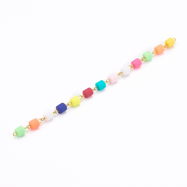 

PandaHall Handmade Polymer Clay Beaded Chain, Link Chain, with Brass Eye Pin, Quick Link Connector, for Bracelet Necklace Making, Colorful...