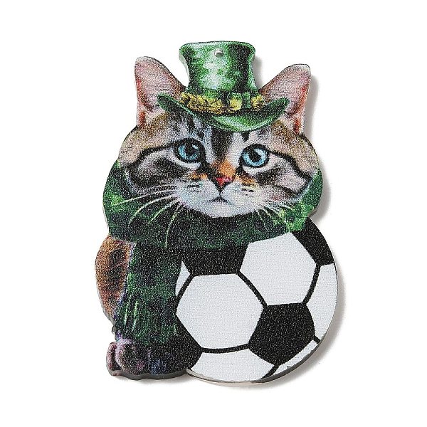 

PandaHall Transparent & Printed Acrylic Pendants, Saint Patrick's Day, Football Charm, Cat Shape, 49.5x32.5x2mm, Hole: 1.2mm Acrylic Cat...