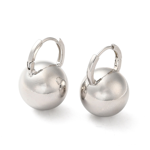 

PandaHall Brass Round Ball Hoop Earrings for Women, Platinum, 24.5x16mm, Pin: 0.8x1mm Brass