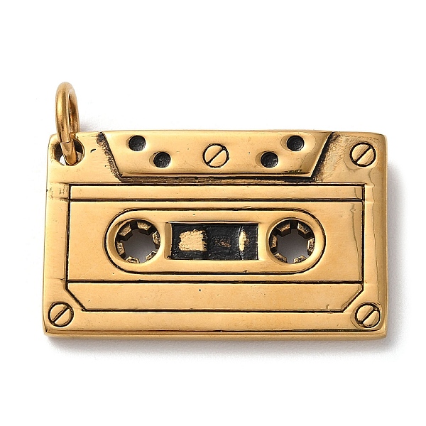 

PandaHall Ion Plating(IP) 304 Stainless Steel Pendants, with Jump Ring, Tape Charm, Antique Golden, 23.5x38x5.5mm, Hole: 6.8mm 304 Stainless...