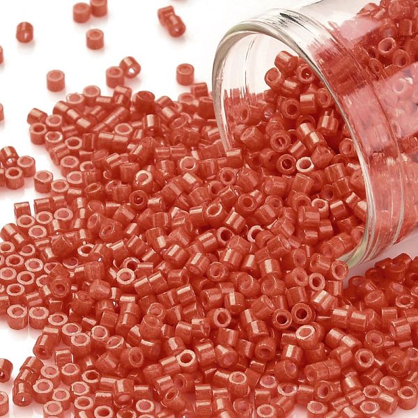 

PandaHall Cylinder Seed Beads, Opaque Colours Luster, Uniform Size, FireBrick, 2x1.5mm, Hole: 0.8mm, about 888pcs/10g Glass Red