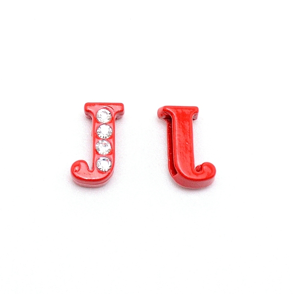 

PandaHall Rhinestone Slide Letter Charms, Alloy Intial Letter Beads, Spray Painted, Letter.J, J: 11.5x7.5x4.5mm, Hole: 1.5x8mm..., Multicolor
