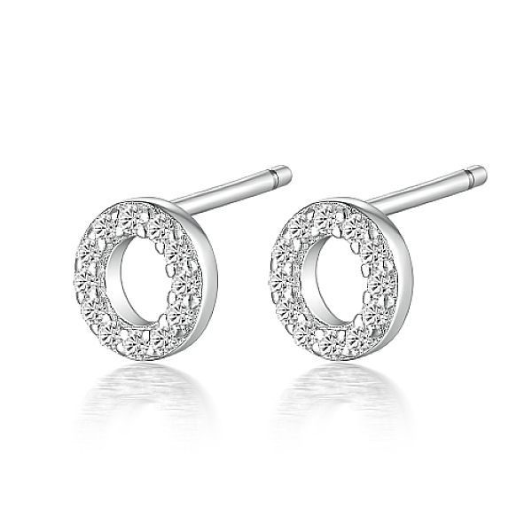 

PandaHall Rhodium Plated 925 Sterling Silver Initial Letter Stud Earrings, with Cubic Zirconia, Platinum, Letter O, 5x5mm Sterling Silver..., Clear