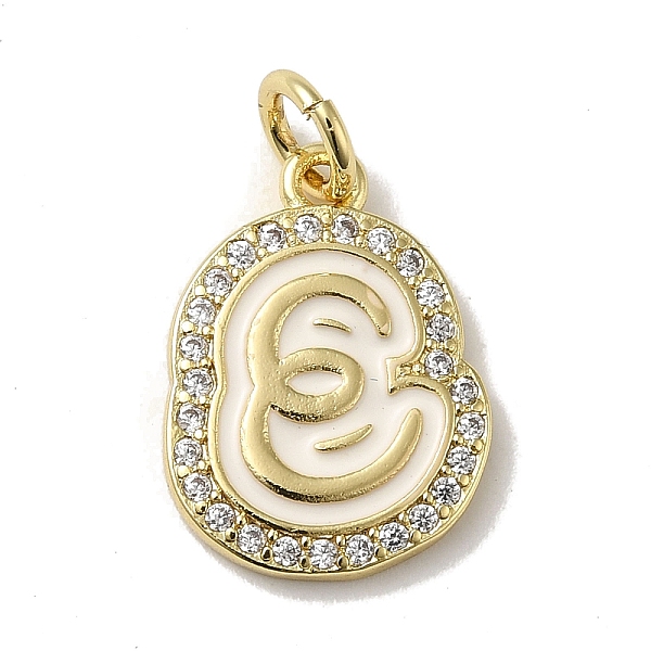 

PandaHall Brass Micro Pave Cubic Zirconia Pendants, with Jump Rings, Real 18K Gold Plated, Letter E, 18.5x13.5x2mm, Hole: 3.8mm Brass+Cubic..., Clear