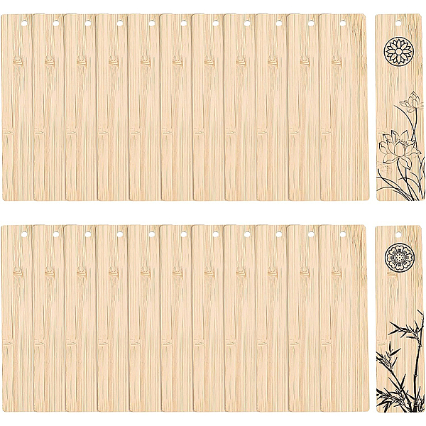 

PandaHall BENECREAT 24Pcs Blank Bamboo Bookmark Unfinished Bamboo Hanging Tags 2mm Thick Rectangle Wood Tags with Holes for Engraving..., Orange