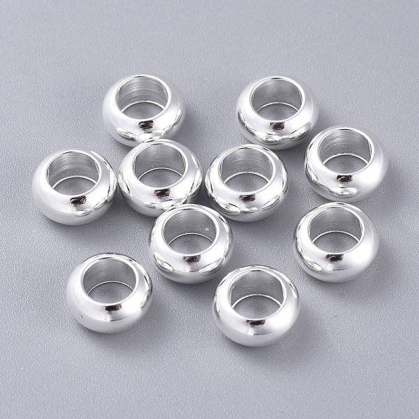 

PandaHall 201 Stainless Steel European Beads, Large Hole Beads, Rondelle, Silver, 10x5mm, Hole: 6mm 201 Stainless Steel Rondelle