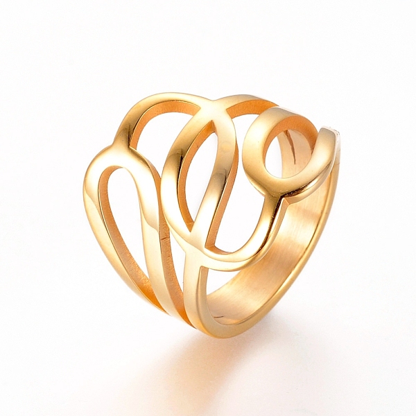

PandaHall 304 Stainless Steel Finger Rings, Golden, Size 7, 17mm 304 Stainless Steel