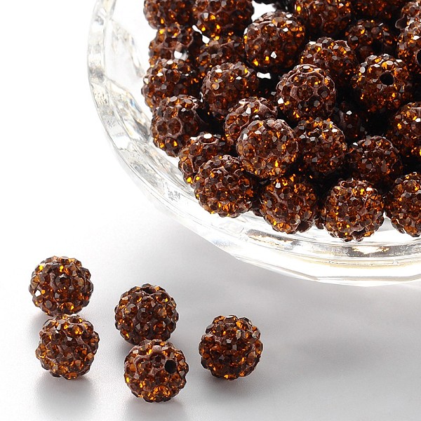 

PandaHall Pave Disco Ball Beads, Polymer Clay Rhinestone Beads, Grade A, Round, Smoked Topaz, PP12(1.8~1.9mm), 8mm, Hole: 1mm Polymer..., Yellow
