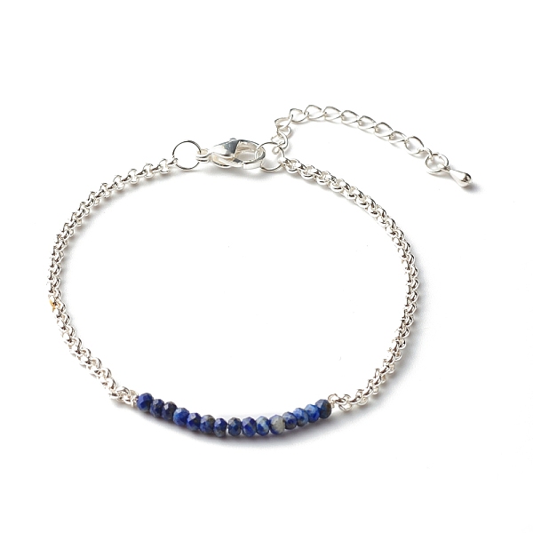

PandaHall Natural Lapis Lazuli Beaded Bracelets, with 304 Stainless Steel Rolo Chain, 7.48 inch(190mm) Lapis Lazuli