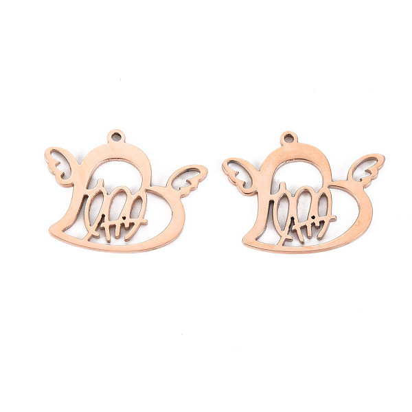 

PandaHall 304 Stainless Steel Pendants, Laser Cut, Flying Heart, Rose Gold, 18x22x1mm, Hole: 1mm 304 Stainless Steel Heart