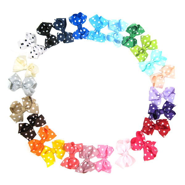 

PandaHall Grosgrain Bowknot Alligator Hair Clips, with Iron Alligator Clips, Platinum, Mixed Color, 80mm Cloth Multicolor