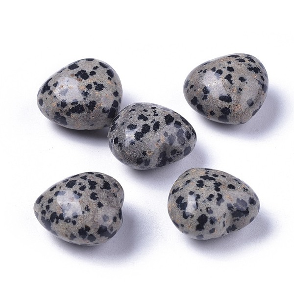 

PandaHall Natural Dalmatian Jasper Heart Love Stone, Pocket Palm Stone for Reiki Balancing, 20x20x13~13.5mm Dalmatian Jasper Heart