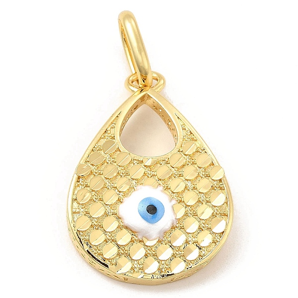 

PandaHall Brass Pendants, with Enamel, Real 18K Gold Plated, Long-Lasting Plated, Teardrop with Evil Eye Charm, White, 34x23.5x6mm, Hole...
