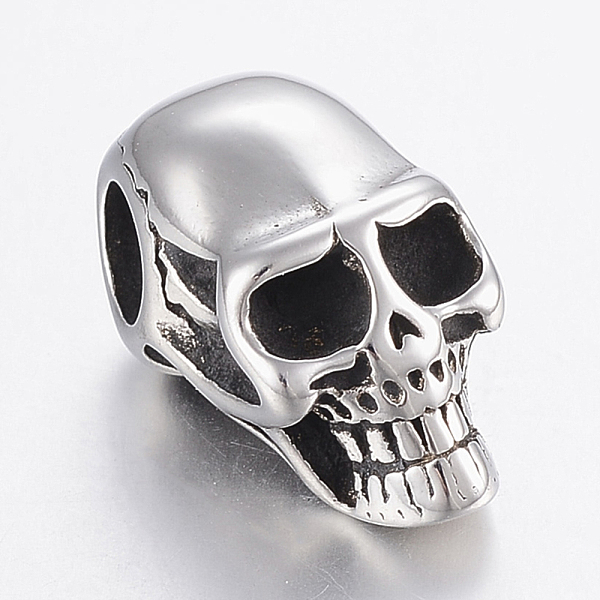 

PandaHall 304 Stainless Steel European Beads, Large Hole Beads, Skull Head, Stainless Steel Color, 21x10.5x11mm, Hole: 5mm 304 Stainless...