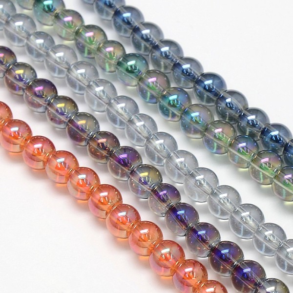 

PandaHall Electroplate Crystal Glass Round Beads Strands, Rainbow Color Plated, Mixed Color, 6mm, Hole: 1mm, about 69pcs/strand, 16.1 inch..., Multicolor