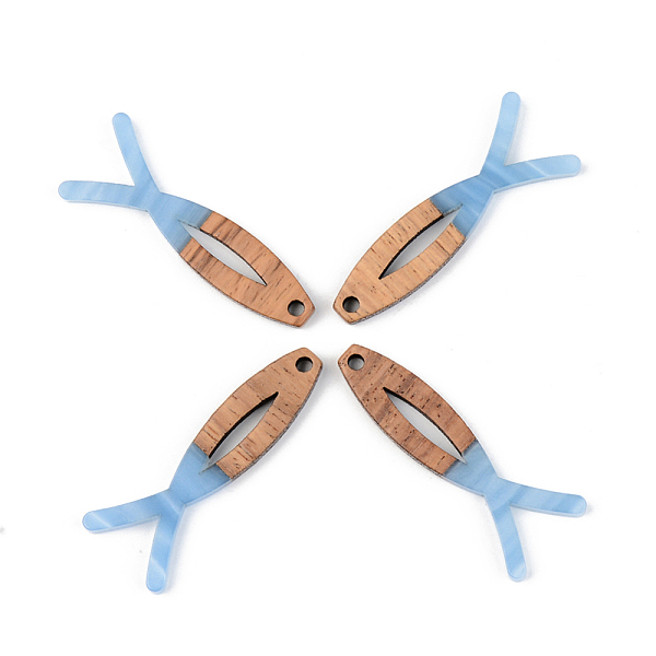 

PandaHall Opaque Resin & Walnut Wood Pendants, Jesus Fish, For Easter, Cornflower Blue, 38x14x3mm, Hole: 2mm Resin+Wood Fish Blue