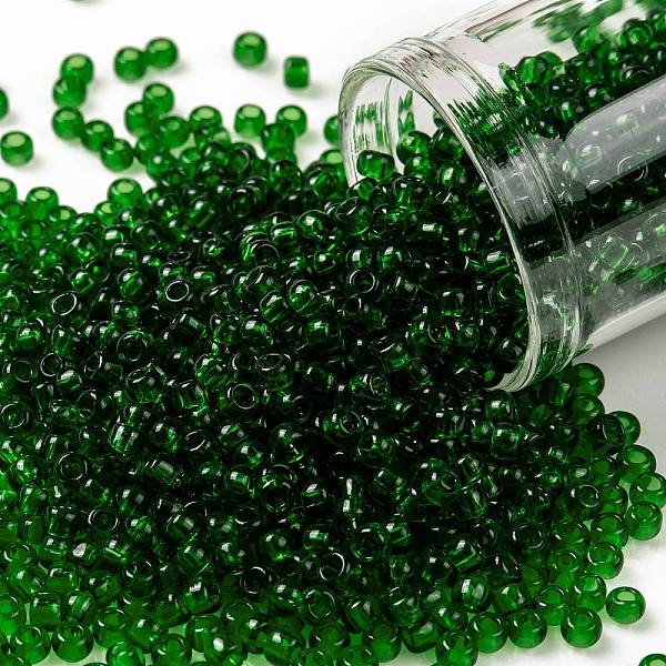 

PandaHall TOHO Round Seed Beads, Japanese Seed Beads, (7B) Transparent Grass Green, 8/0, 3mm, Hole: 1mm, about 222pcs/10g Glass Green