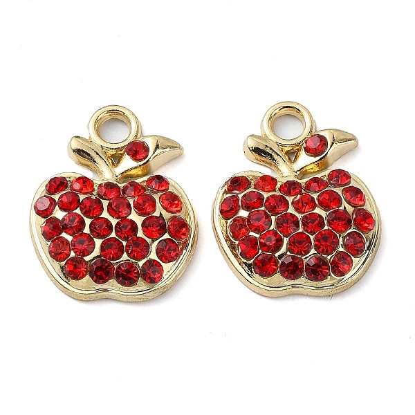 

PandaHall Golden Rack Plating Alloy Rhinestone Pendants, Nickel Free, Apple Charm, Light Siam, 18.5x14.5x4mm, Hole: 2.5mm Alloy+Rhinestone..., Red